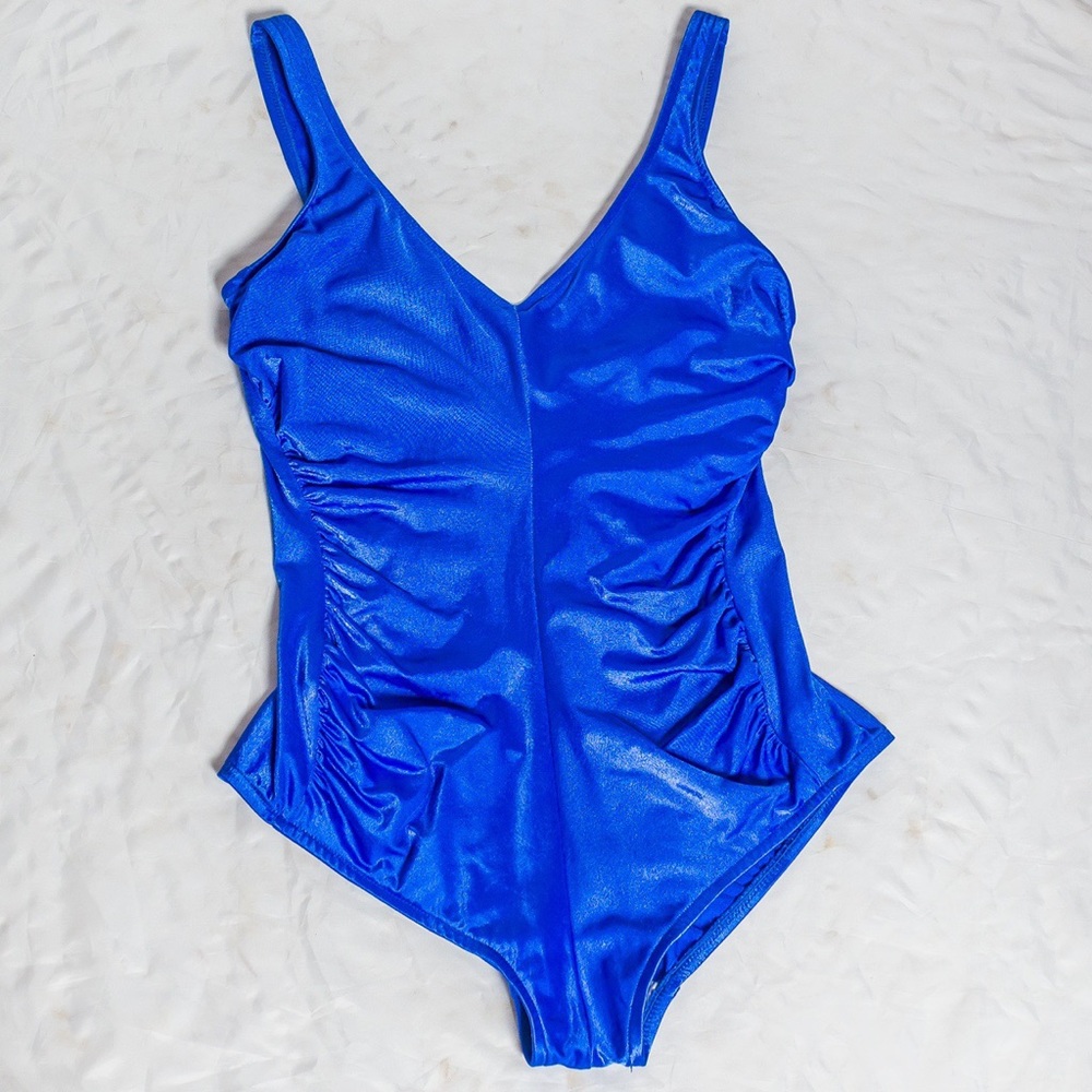1960s-1970s Vintage One Piece Swimsuit, Royal Blue